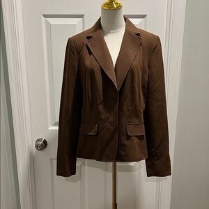 Brown Women's Blazer Faux Pockets